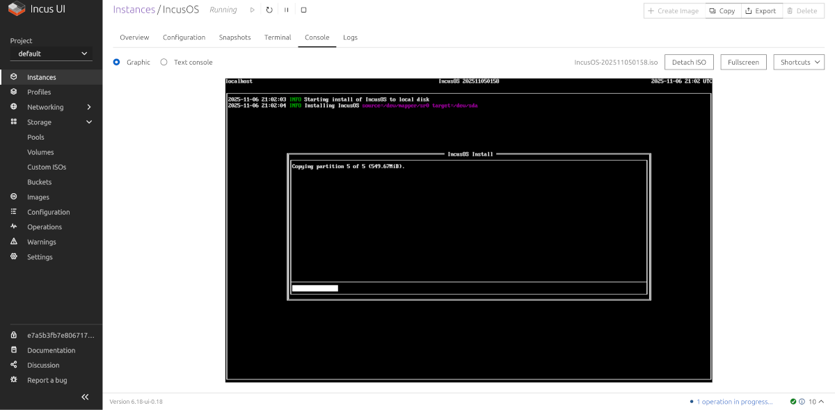 Incus VMにIncusOSをインストール