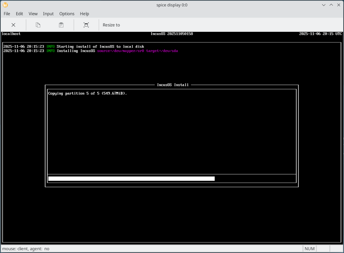 Incus VMにIncusOSをインストール