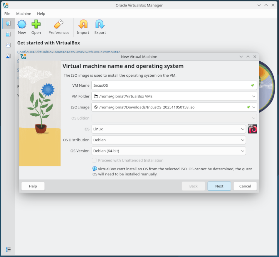 VirtualBox VMでISOを設定